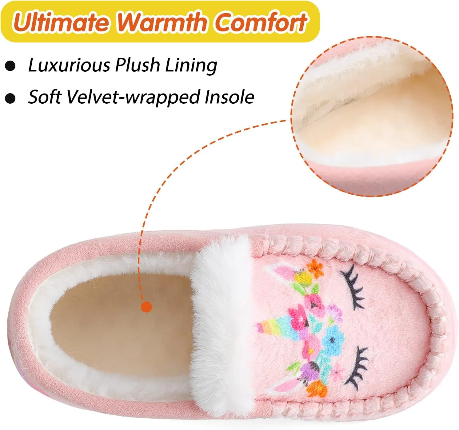 Scurtain Unisex Kids Toddler Slippers Suede Moccasin Slippers for Boys Girls Baby Lined with Warm Fur