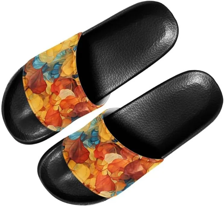 Semioury Lemon Home Slippers Non-Slip Quick Drying Women Balloon Forest Open Toe Shower Bathroom Slippers EVA Rubber Slipper