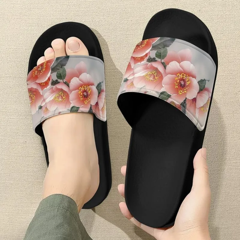 Semioury Lemon Home Slippers Non-Slip Quick Drying Women Balloon Forest Open Toe Shower Bathroom Slippers EVA Rubber Slipper