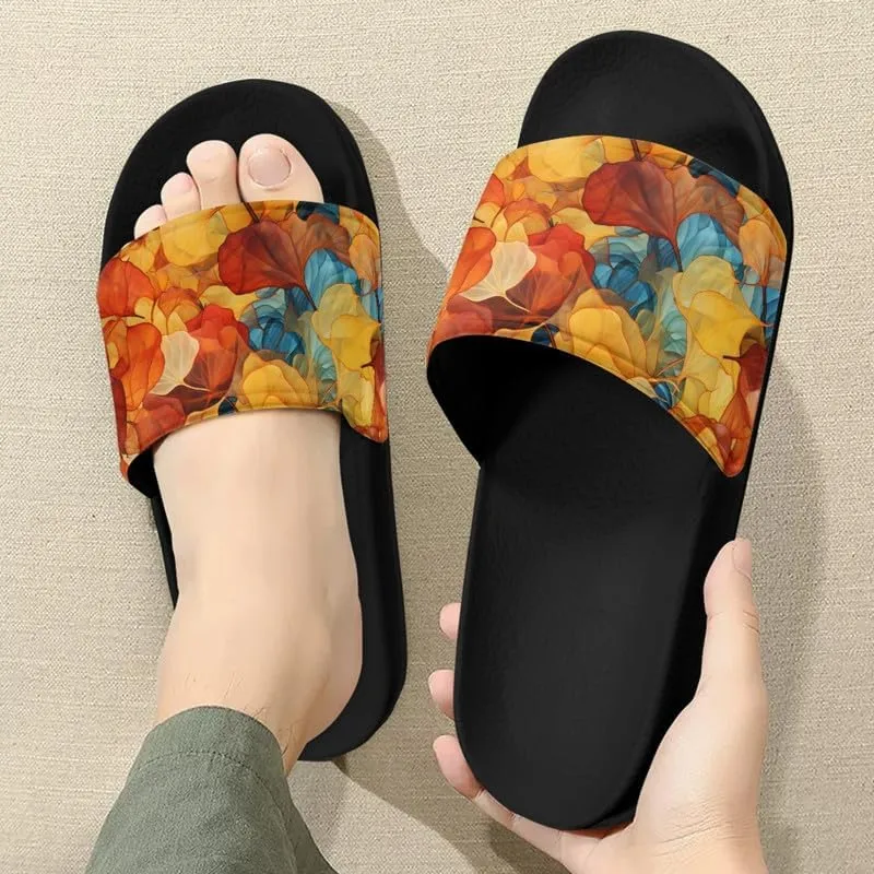 Semioury Lemon Home Slippers Non-Slip Quick Drying Women Balloon Forest Open Toe Shower Bathroom Slippers EVA Rubber Slipper