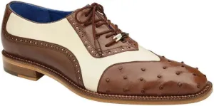 Sesto Genuine Ostrich and Italian Leather Men Lace-Up Dress Shoe