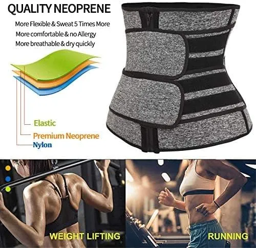 SHAPERIN Double Belt Waist Trainer for Women Neoprene Sweat Fitness Waist Cincher Body Shaper for Weight Loss
