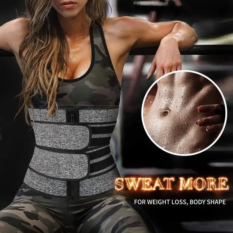 SHAPERIN Double Belt Waist Trainer for Women Neoprene Sweat Fitness Waist Cincher Body Shaper for Weight Loss