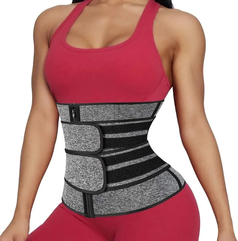 SHAPERIN Double Belt Waist Trainer for Women Neoprene Sweat Fitness Waist Cincher Body Shaper for Weight Loss