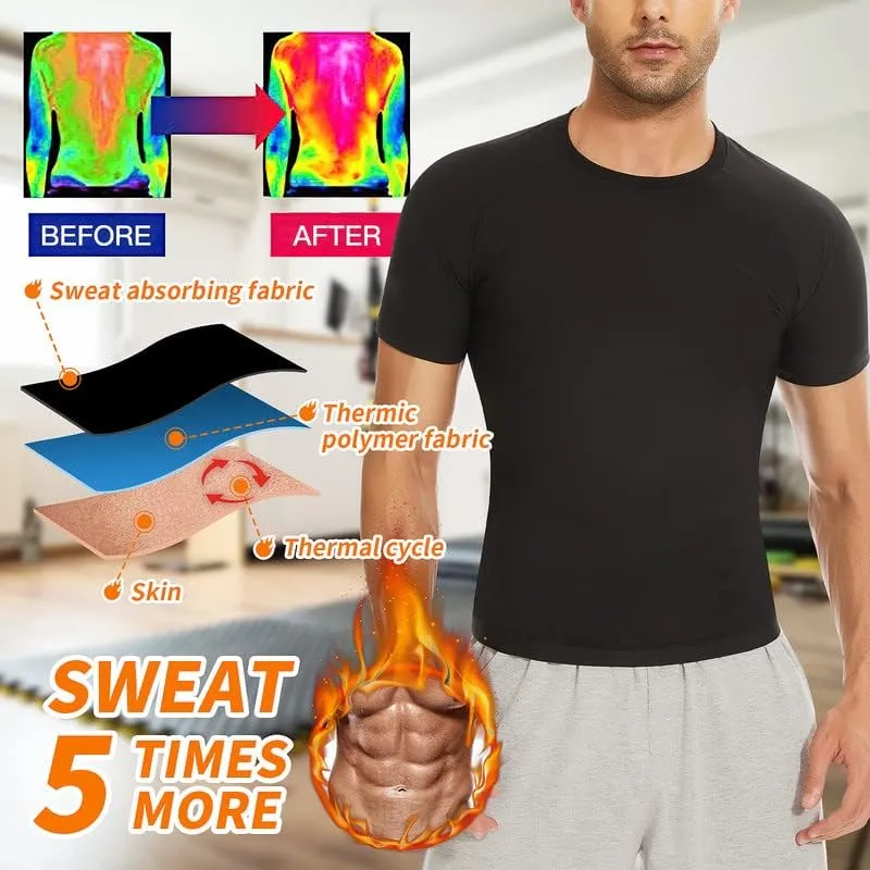 SHAPERIN Sauna Shirt for Men Sauna Tops Heat Trapping T-shirt Sauna Suit Workout Sweat Vest Body Shaper Gym Workout