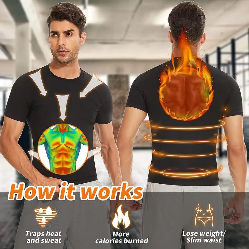 SHAPERIN Sauna Shirt for Men Sauna Tops Heat Trapping T-shirt Sauna Suit Workout Sweat Vest Body Shaper Gym Workout