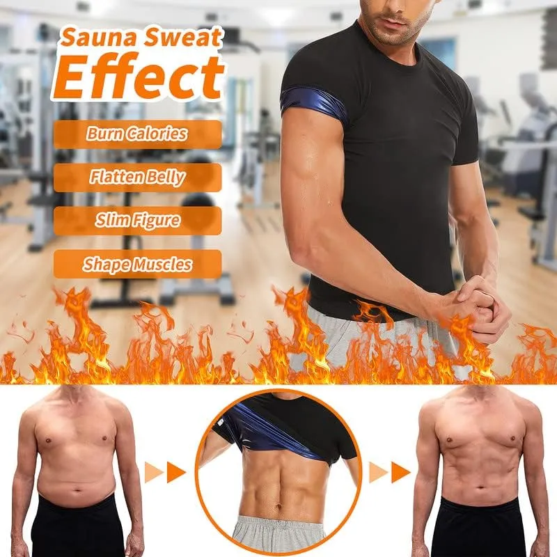 SHAPERIN Sauna Shirt for Men Sauna Tops Heat Trapping T-shirt Sauna Suit Workout Sweat Vest Body Shaper Gym Workout