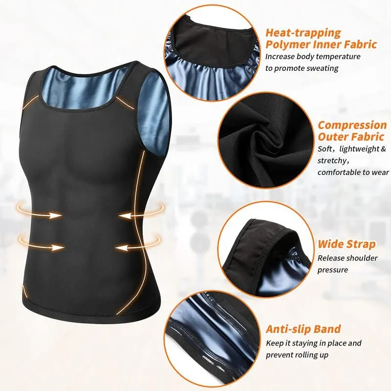 SHAPERIN Sauna Sweat Vest for Men Heat Trapping Pullover Sweat Enhancing Vest Workout Tank Top