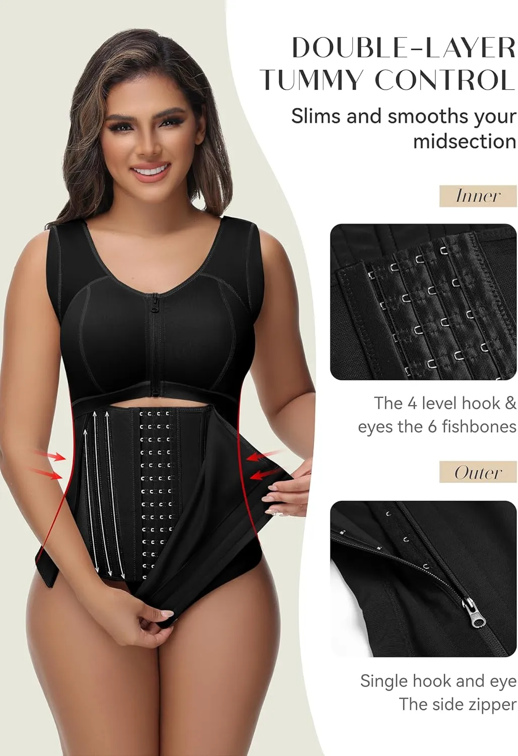 SHAPSHE Shapewear for Women Tummy Control Faja Body Shaper Full Body Fajas Colombianas Moldeadoras with Bra