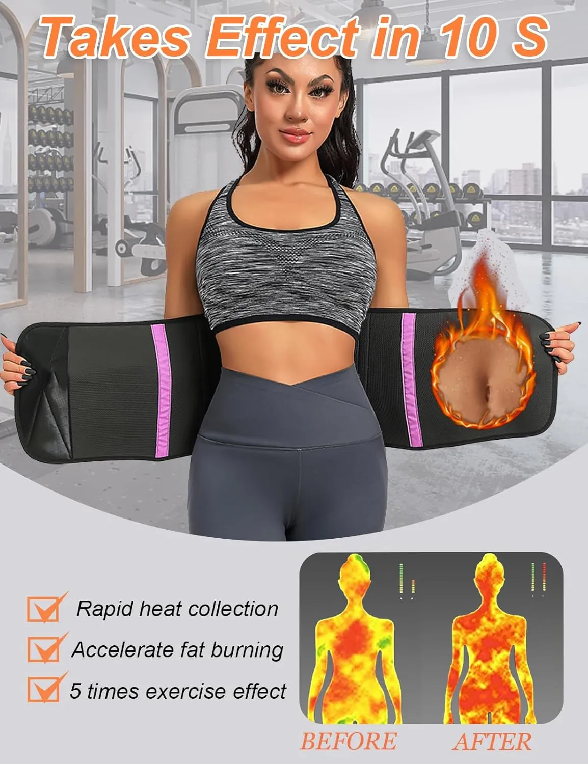 SHAPSHE Sweat Waist Trainer for women Working Out Waist Trimmer Warp Belt Belly Band Tummy Control Back Support Slimming