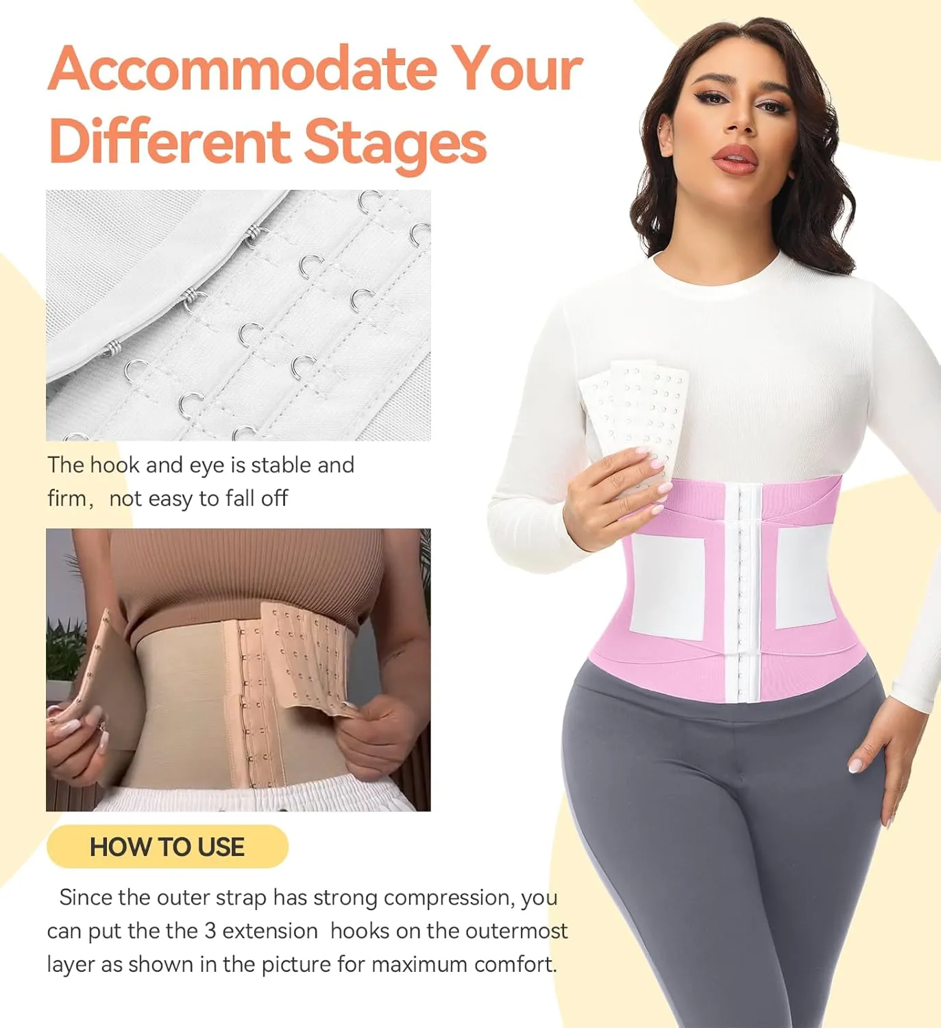 SHAPSHE Waist Trainer For Women Tummy Control Workout Waist Cincher Segmented Triple Wrap Belt Postpartum Girdle with Hooks