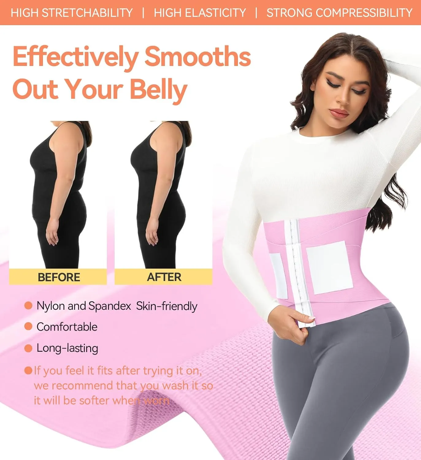 SHAPSHE Waist Trainer For Women Tummy Control Workout Waist Cincher Segmented Triple Wrap Belt Postpartum Girdle with Hooks