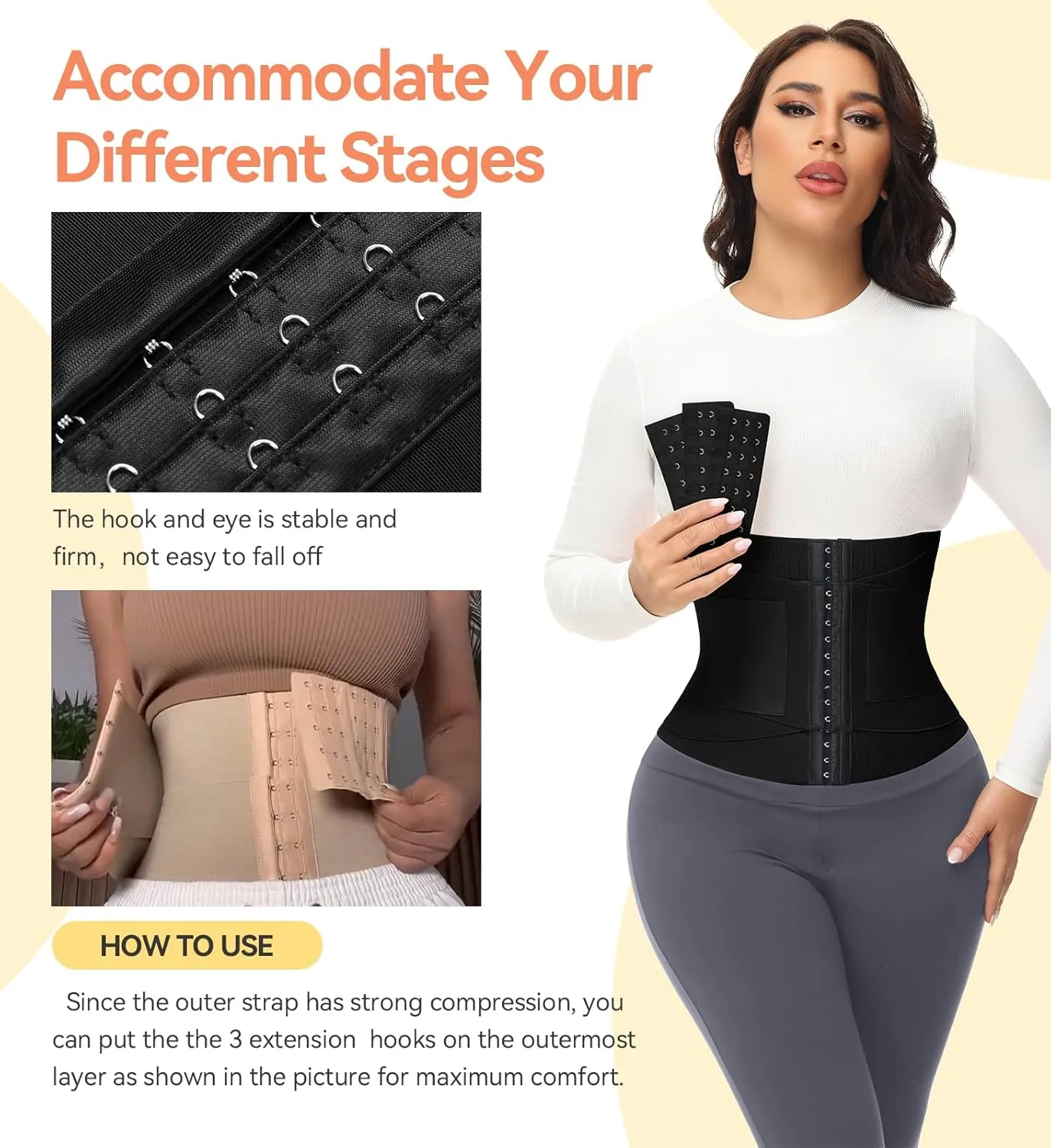 SHAPSHE Waist Trainer For Women Tummy Control Workout Waist Cincher Segmented Triple Wrap Belt Postpartum Girdle with Hooks
