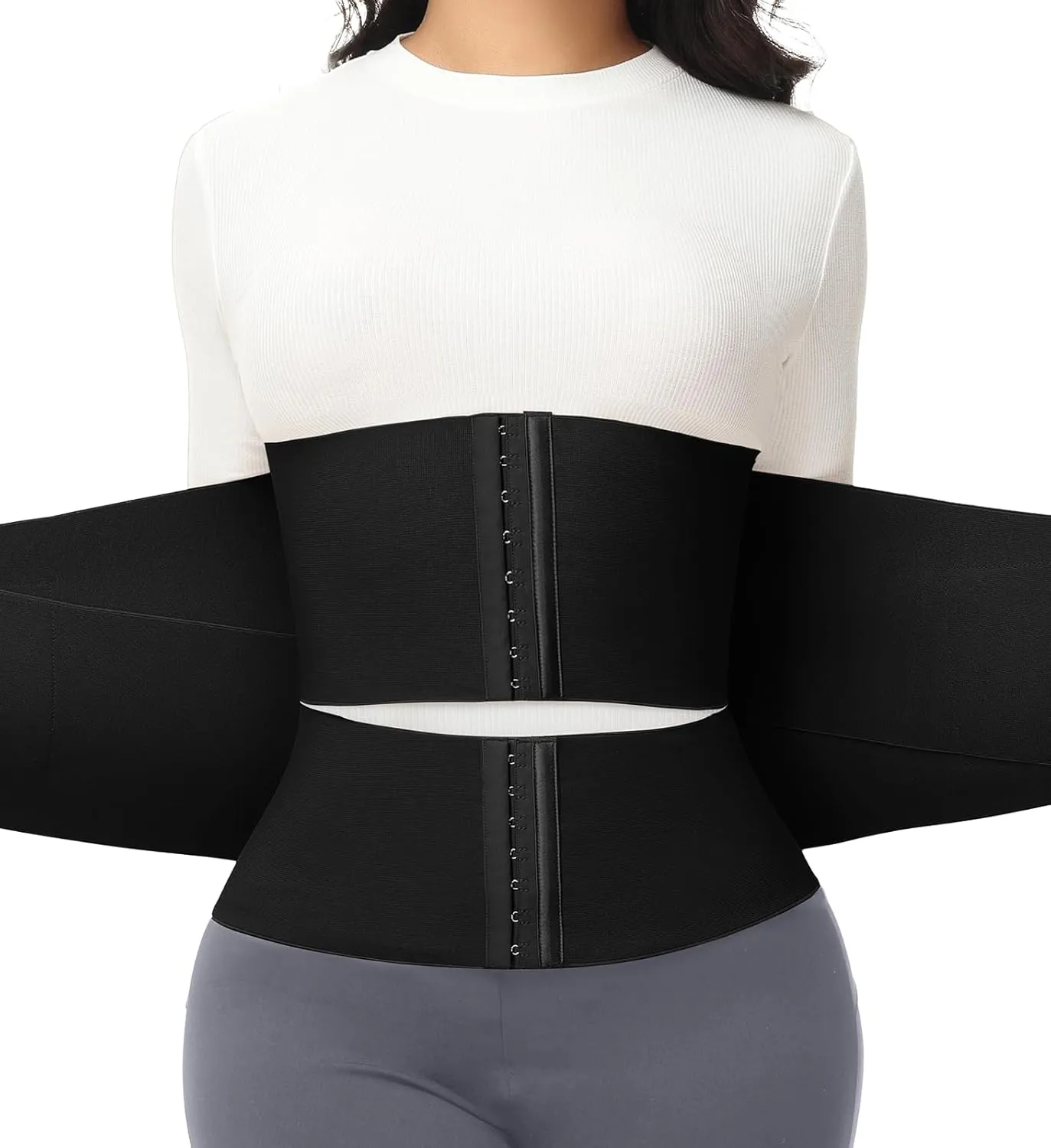 SHAPSHE Waist Trainer For Women Tummy Control Workout Waist Cincher Segmented Triple Wrap Belt Postpartum Girdle with Hooks