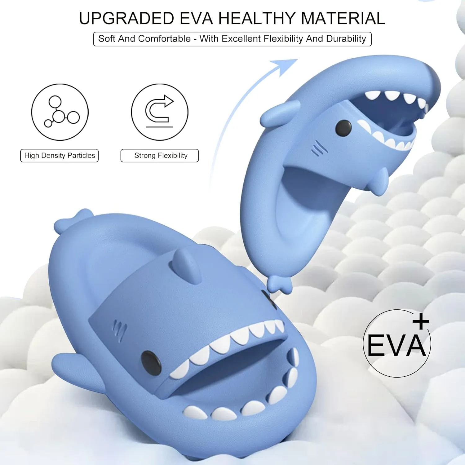 Shark Slides for Kids, Cute Non-Slip Thick Sole Cloud Slippers, Quick Dry Comfy Slippers