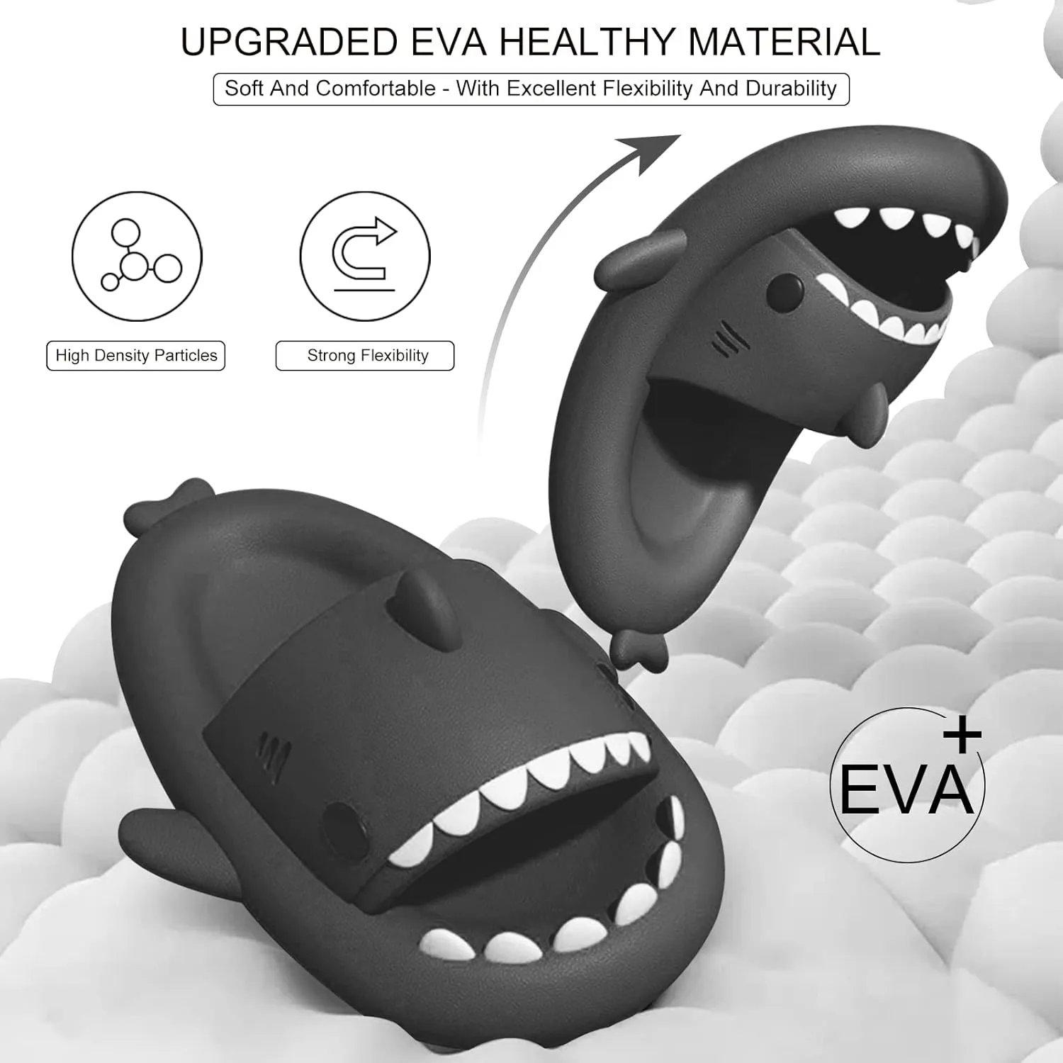 Shark Slides for Kids, Cute Non-Slip Thick Sole Cloud Slippers, Quick Dry Comfy Slippers