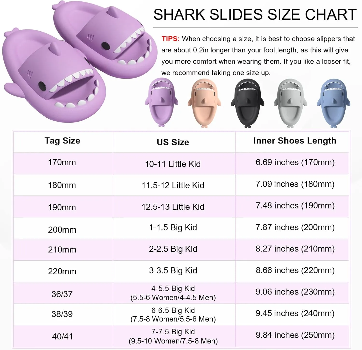 Shark Slides for Kids, Cute Non-Slip Thick Sole Cloud Slippers, Quick Dry Comfy Slippers