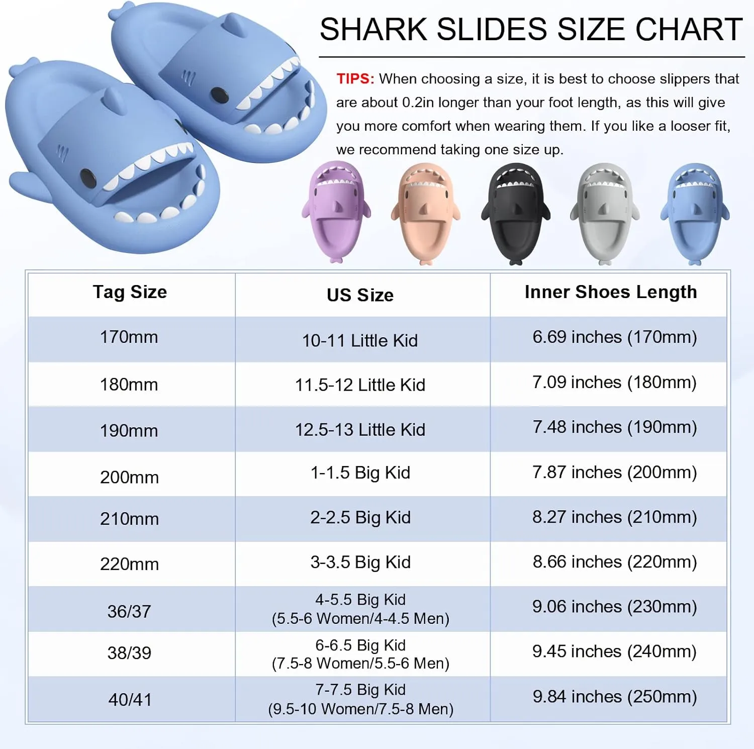 Shark Slides for Kids, Cute Non-Slip Thick Sole Cloud Slippers, Quick Dry Comfy Slippers