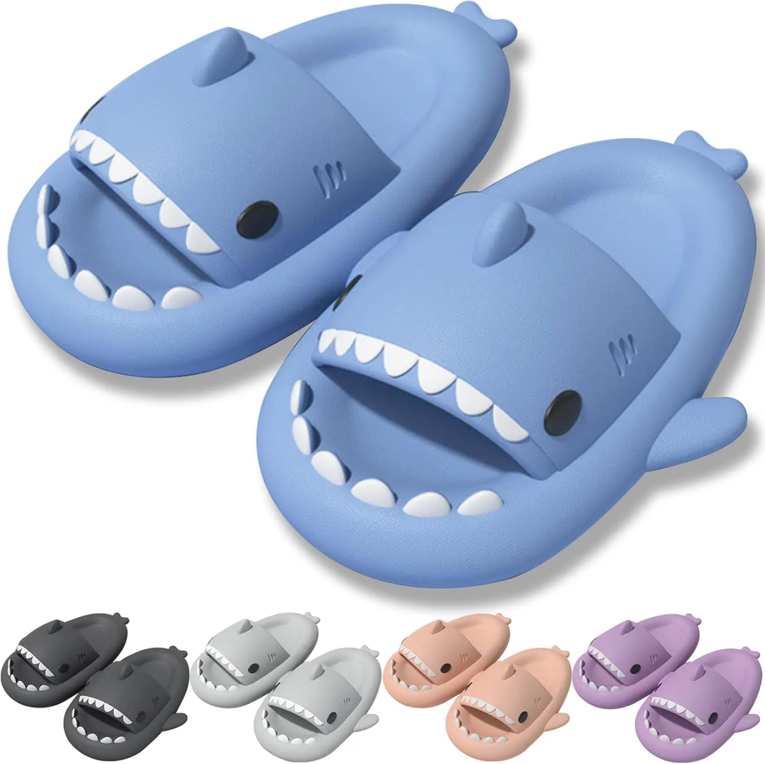 Shark Slides for Kids, Cute Non-Slip Thick Sole Cloud Slippers, Quick Dry Comfy Slippers