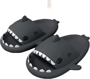 Shark Slides Thickness Summer Upgrade Cute Cartoon Shark Slippers Non-Slip Open Toe Lightweight Sole Sandals Casual Unisex Beach Shoes for Women and Men