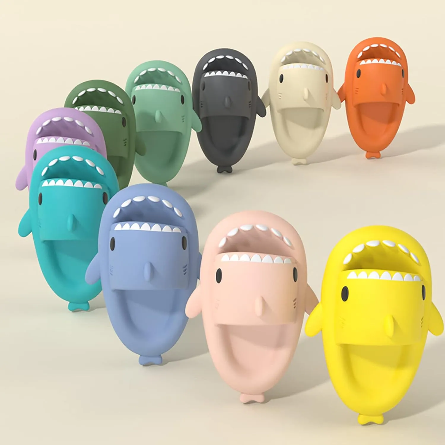 Shark Slides Thickness Summer Upgrade Cute Cartoon Shark Slippers Non-Slip Open Toe Lightweight Sole Sandals Casual Unisex Beach Shoes for Women and Men