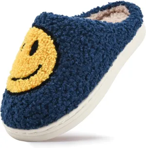 Sharllen Kids Happy Face Fuzzy Cozy Non-Slip Toddler Girls Boys Slide Slippers Plush Cute Warm Soft Socks Shoes for Little Big Kids Winter Indoor Outdoor