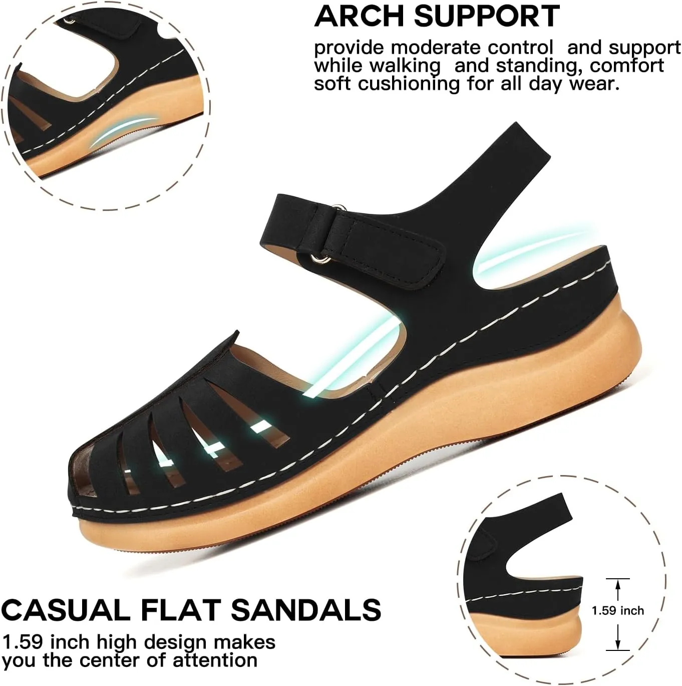 SHIBEVER Women Comfortable Flat Sandals: Dressy Summer Sandal - Closed Toe Fisherman Sandals