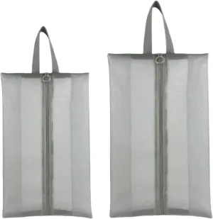 Shoe Bags for Travel, Set of 2 Pack Travel Shoe Bags for Packing, 15'' x 9'' Large Breathable Portable Travel Shoe Bag with Zipper Travel Essentials for Women and Men (Grey)