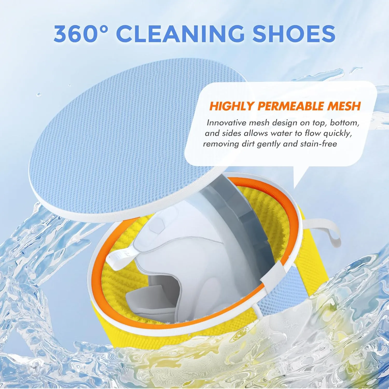 Shoe Washing Machine Bag - Mesh Laundry Bag for Washer and Dryer, Plush Fibers Cleaning Bag, Reusable for Sneakers and Tennis Shoes, Yellow 2Pcs