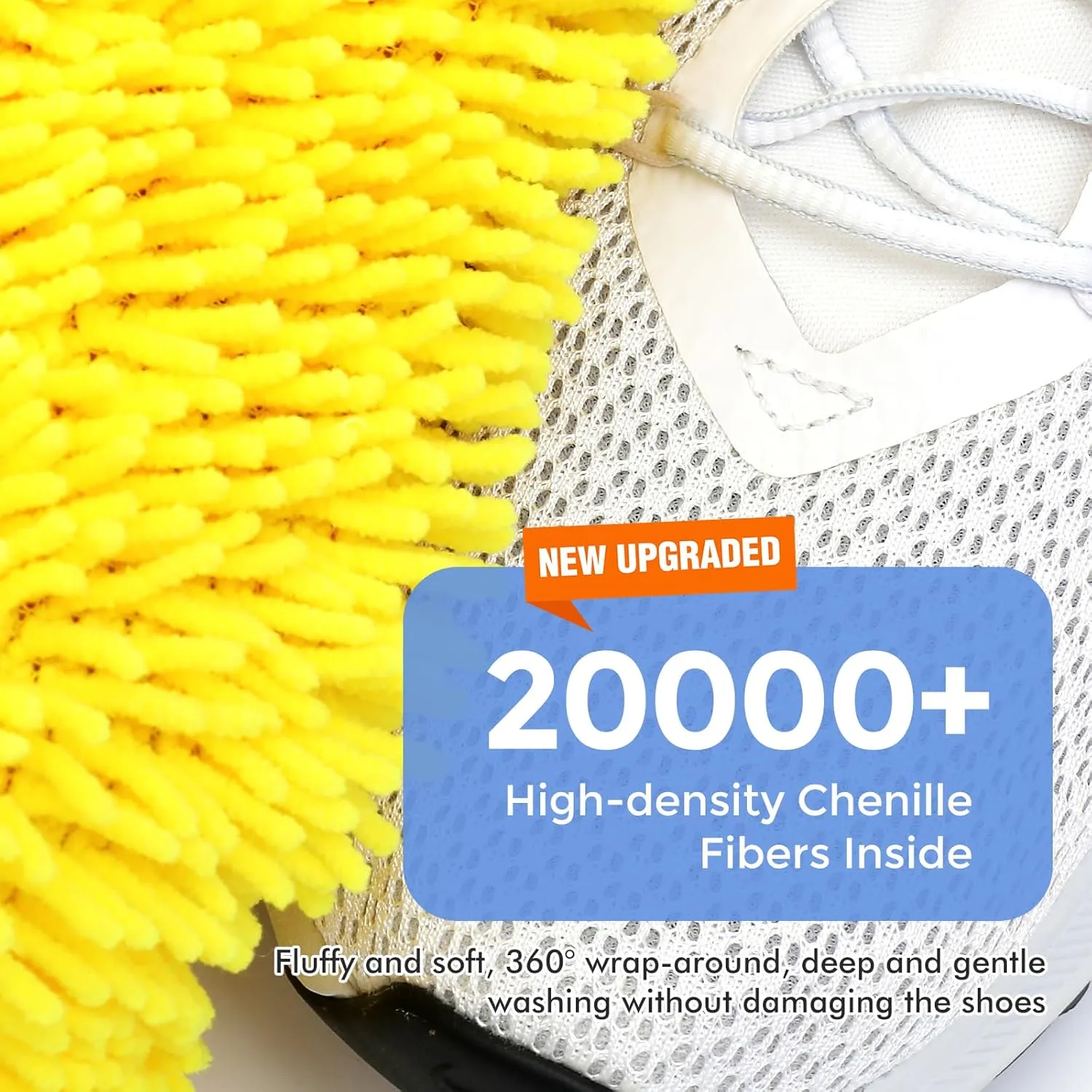 Shoe Washing Machine Bag - Mesh Laundry Bag for Washer and Dryer, Plush Fibers Cleaning Bag, Reusable for Sneakers and Tennis Shoes, Yellow 2Pcs