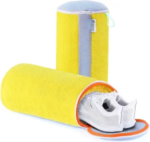 Shoe Washing Machine Bag - Mesh Laundry Bag for Washer and Dryer, Plush Fibers Cleaning Bag, Reusable for Sneakers and Tennis Shoes, Yellow 2Pcs