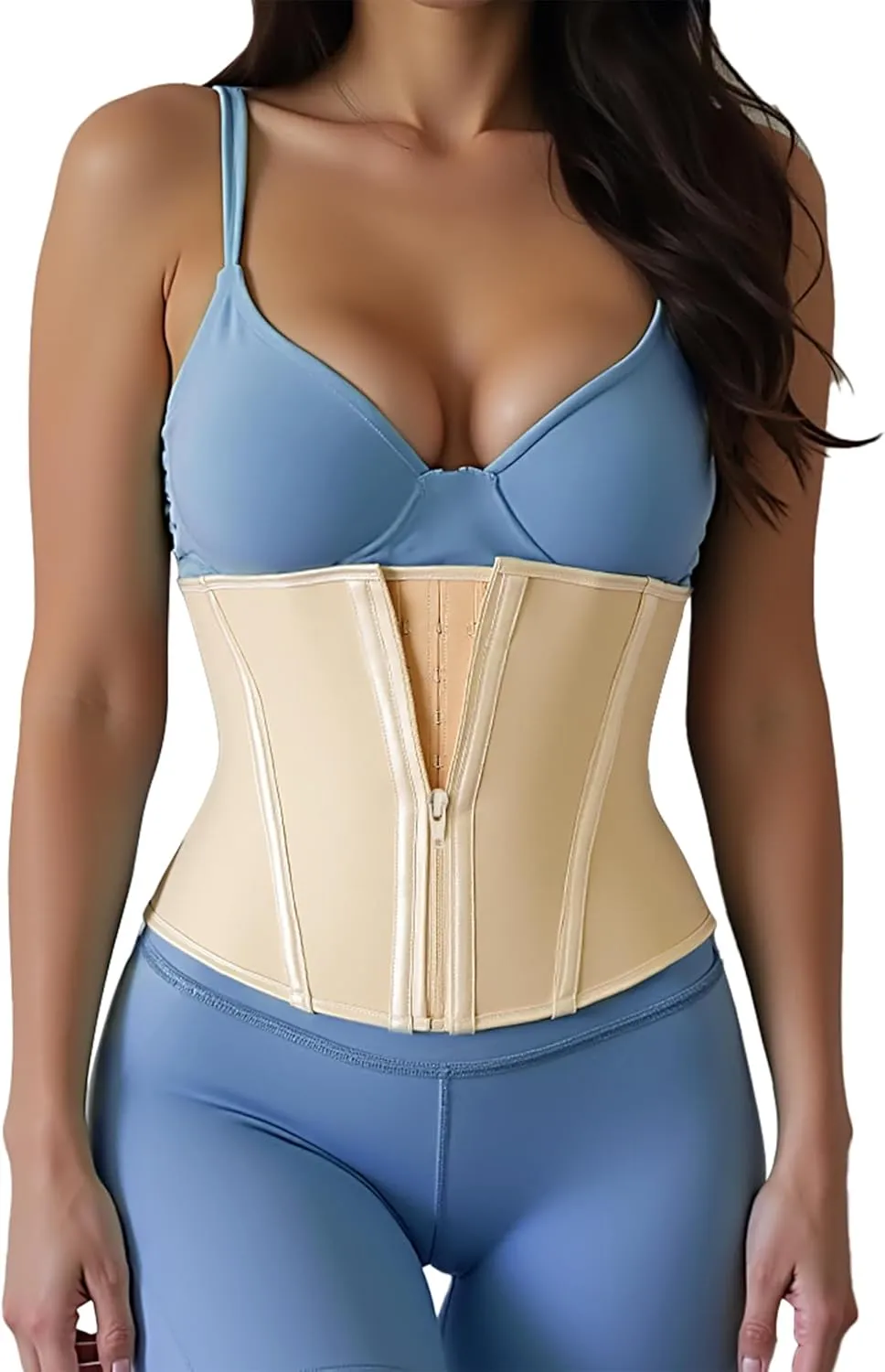 Short Torso Waist Trainer For Women Tummy Control 9-inch Waist Cincher With Zipper Hook Body Shaper Corset Girdle