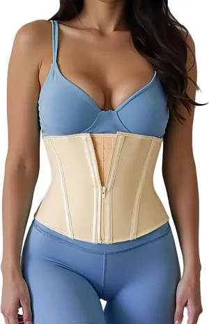 Short Torso Waist Trainer For Women Tummy Control 9-inch Waist Cincher With Zipper Hook Body Shaper Corset Girdle
