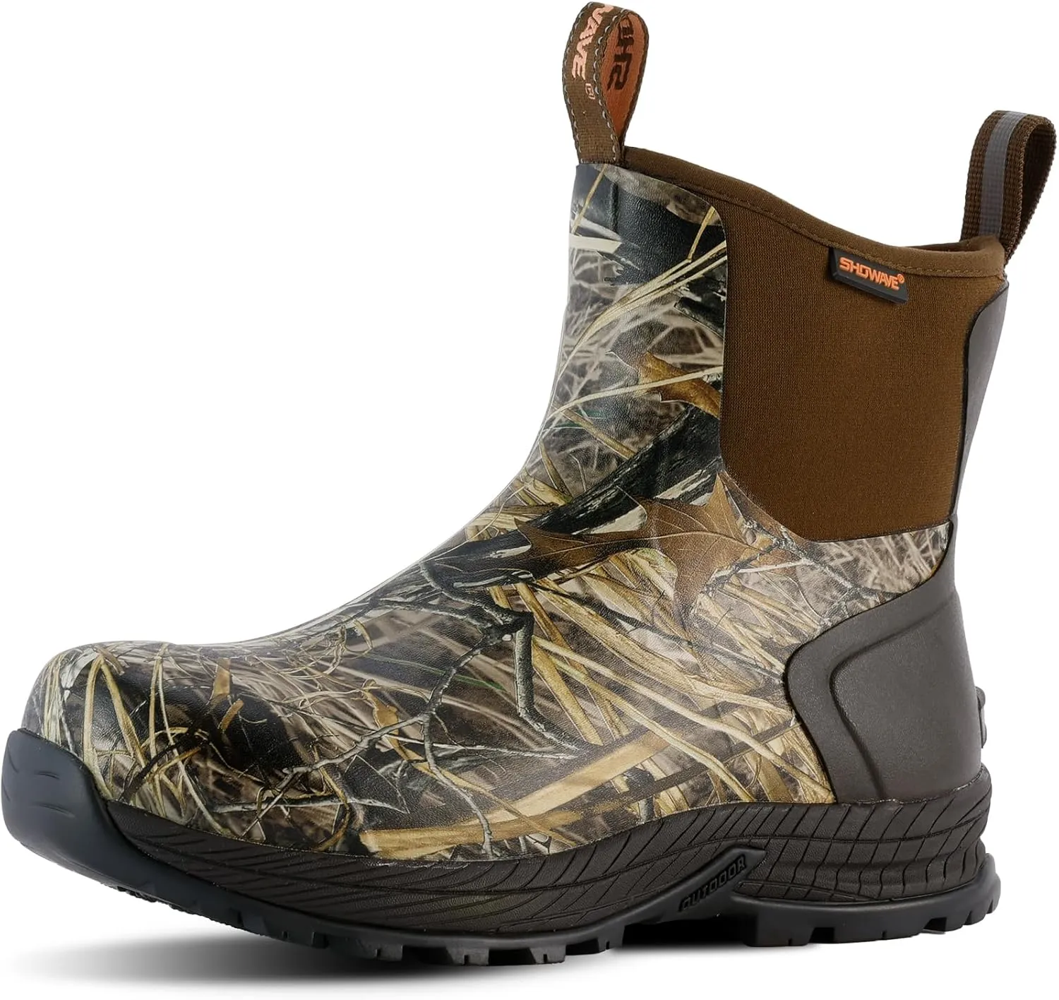 Showave Men's Rain Boots Waterproof Excursion Rubber Boots Insulated Mud Booties for Trekking Gardening Farming Camping Fishing and Chore Work
