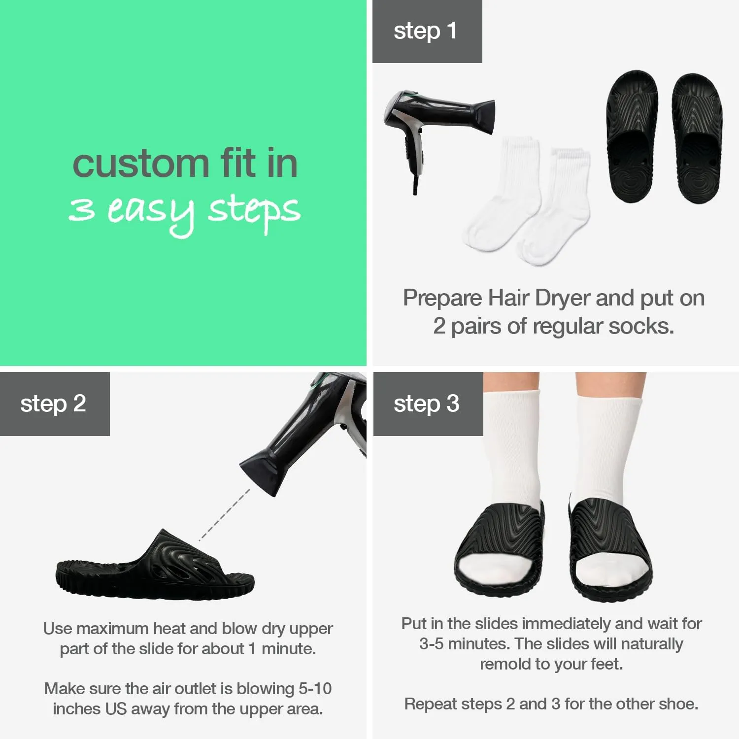 Shower Shoez Mens and Womens Non-Slip, with Side Drain Holes and Arch Support, Gym, Pool, Beach, Dorm Shower Sandal Slides
