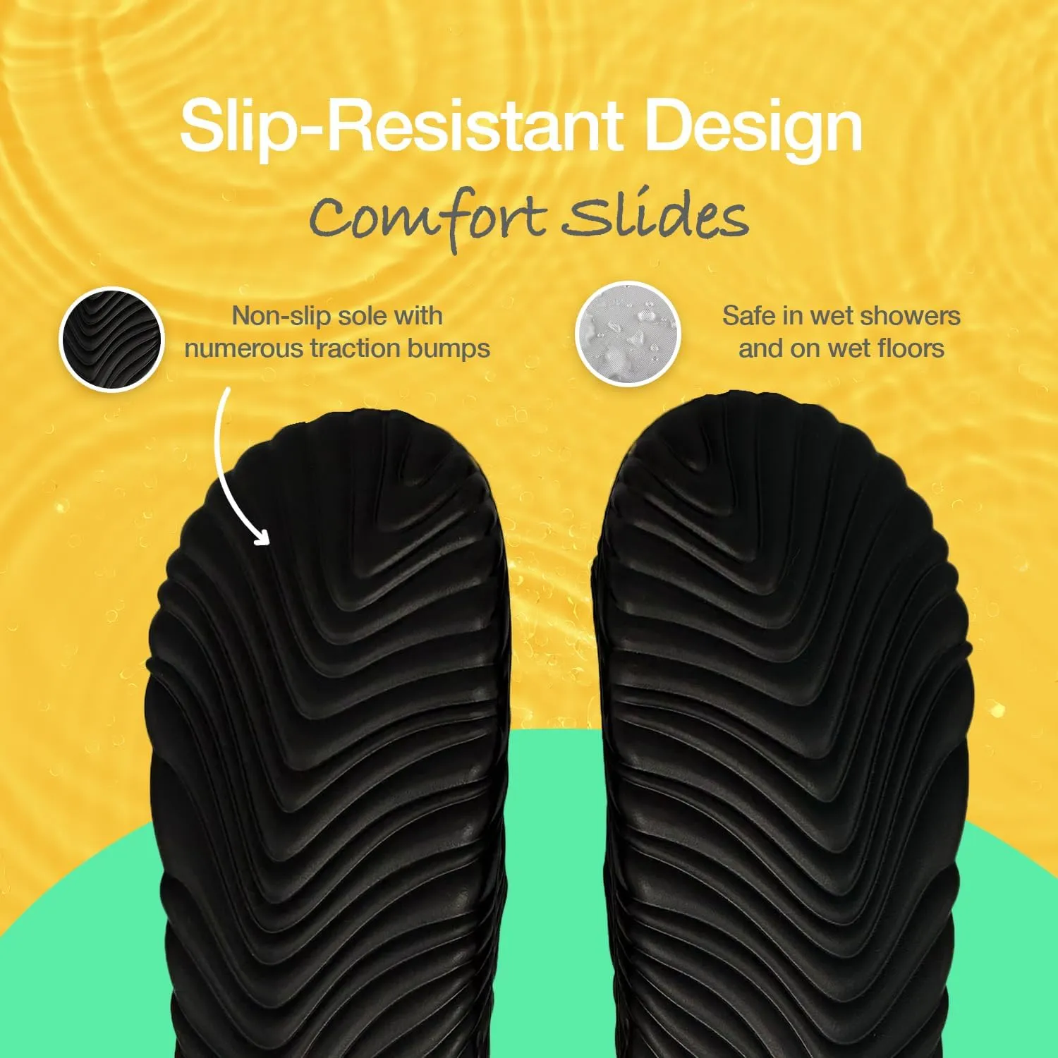 Shower Shoez Mens and Womens Non-Slip, with Side Drain Holes and Arch Support, Gym, Pool, Beach, Dorm Shower Sandal Slides