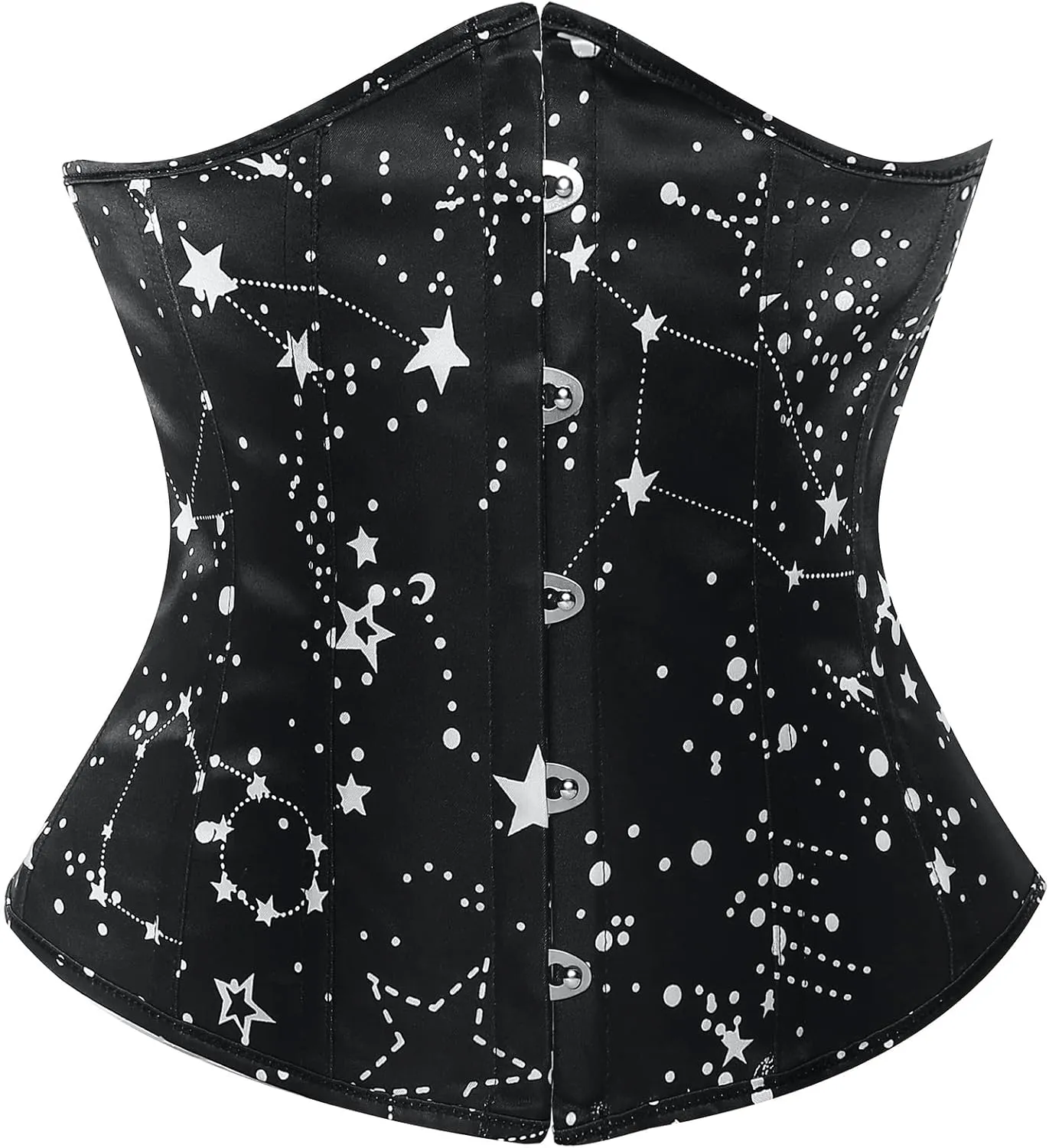 SHYMMUO Women Black Corset Steel Boned Underbust Corset Belt Satin Waist Trainer Cincher