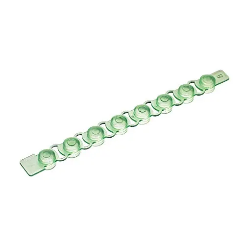 Simport Amplitube T321-2G Polypropylene Flat Cap Strip for 8 x 0.2ml Tube Strip, Green (Pack of 125)