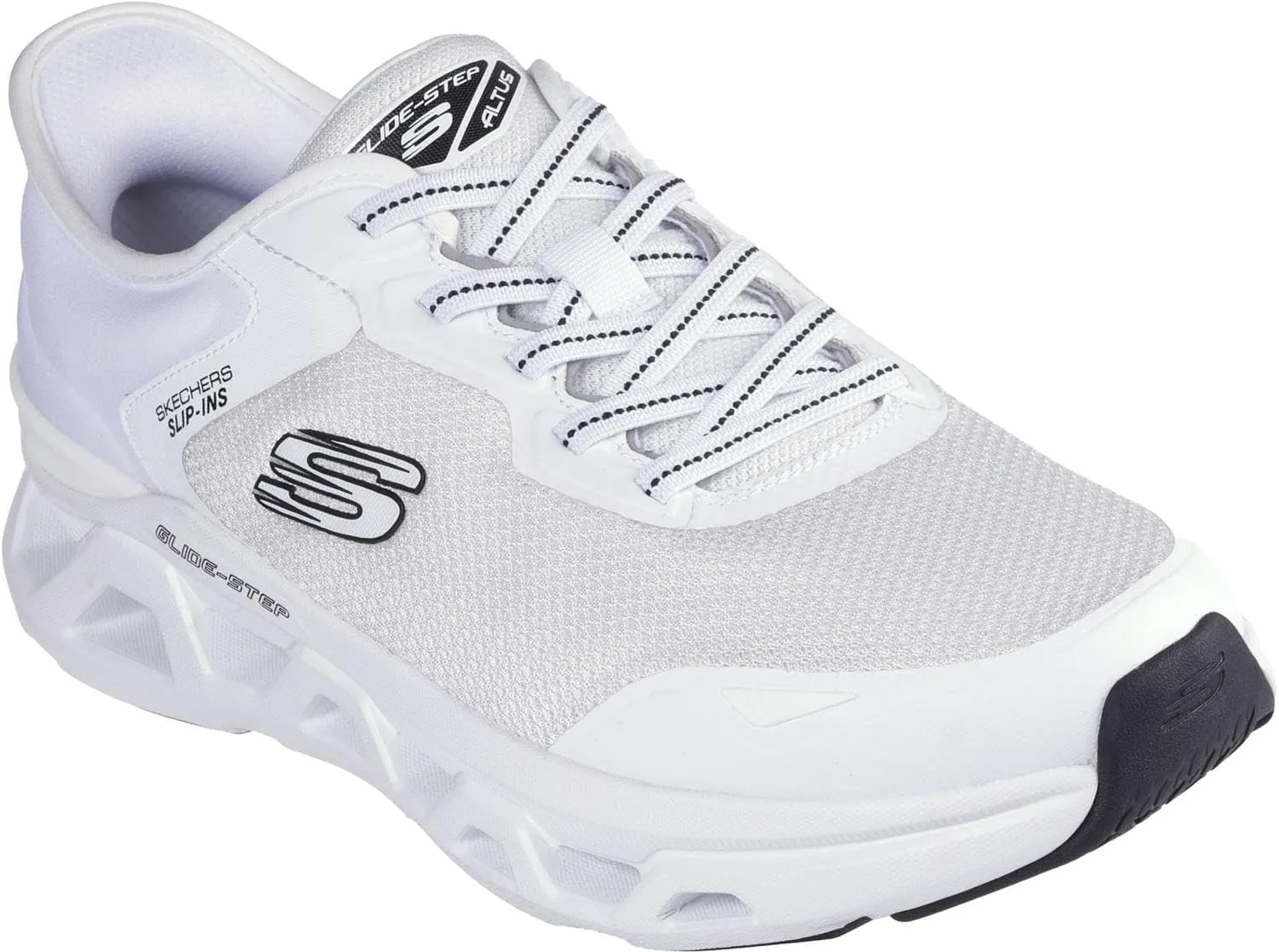 Skechers - Mens Glide-Step Altus - Turn Out Slip On Shoes, Color White/Black, Size: 7.5 W US