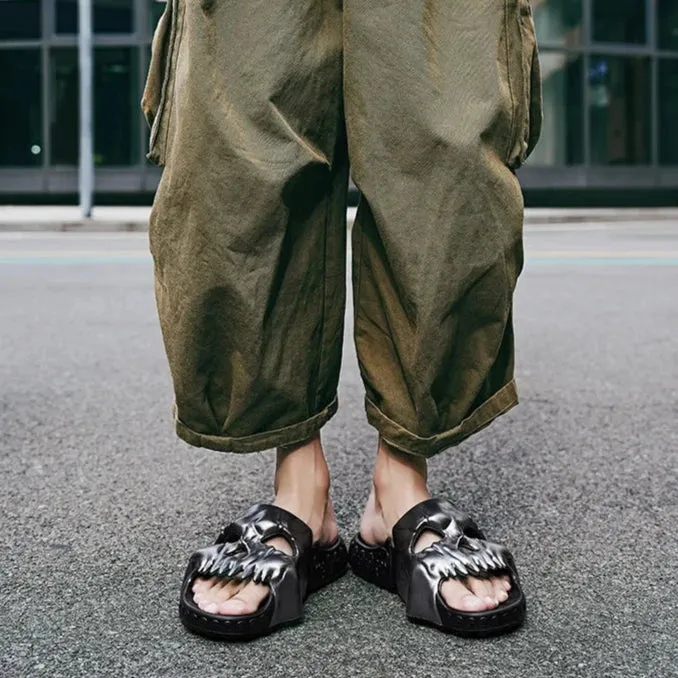 Skull Slippers Outdoor Slides Thick Bottom Non-slip Sandals