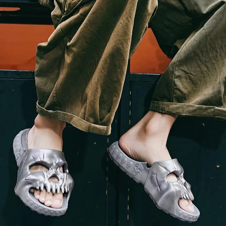 Skull Slippers Outdoor Slides Thick Bottom Non-slip Sandals