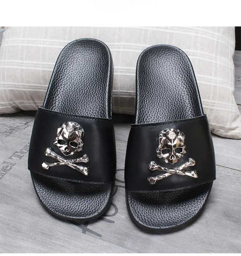 Skull Slippers Solid Flat Non-slip
