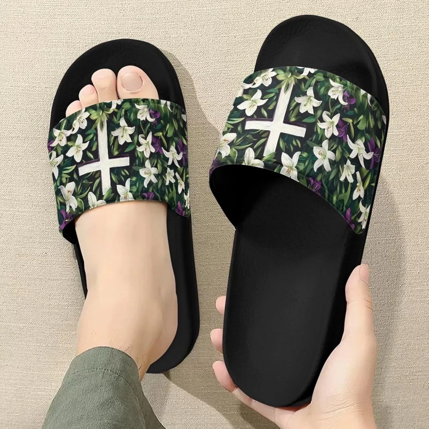 Slide Sandals for Women Non-Slip Sandals Slippers Indoor Outdoor Sole Flat Sandals Summer Slippers