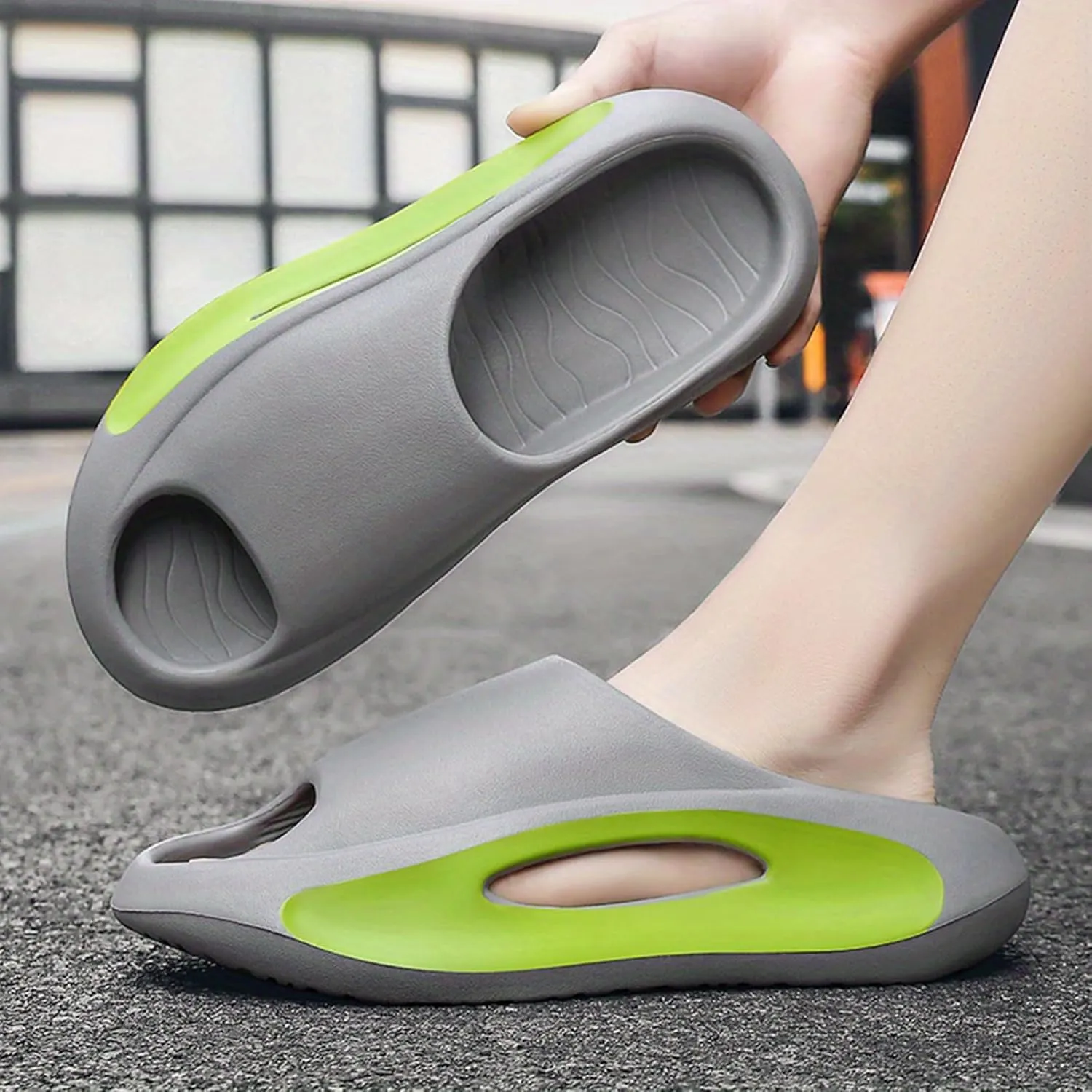 Slides Sandals for Men Women Open Toe Slide Platform Slippers Summer Anti-Slip Beach Shower Shoes Anti Collision Thick Sole