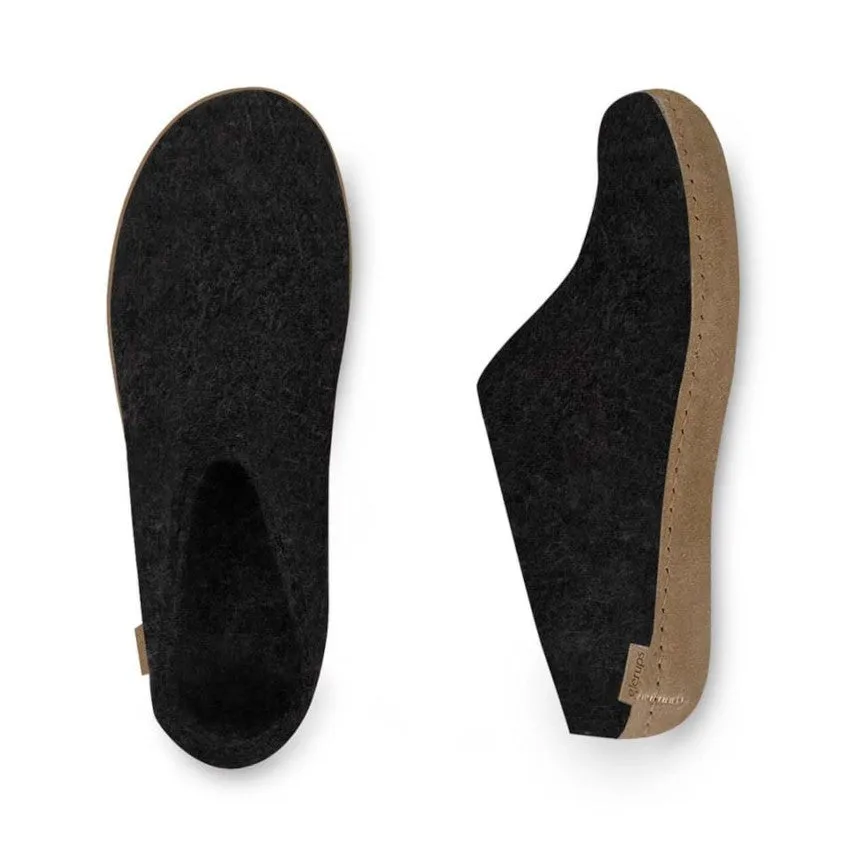 SLIP ON LEATHER SOLE CHARCOAL
