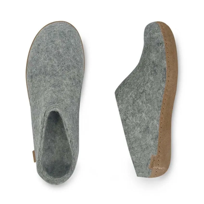 SLIP ON LEATHER SOLE GREY