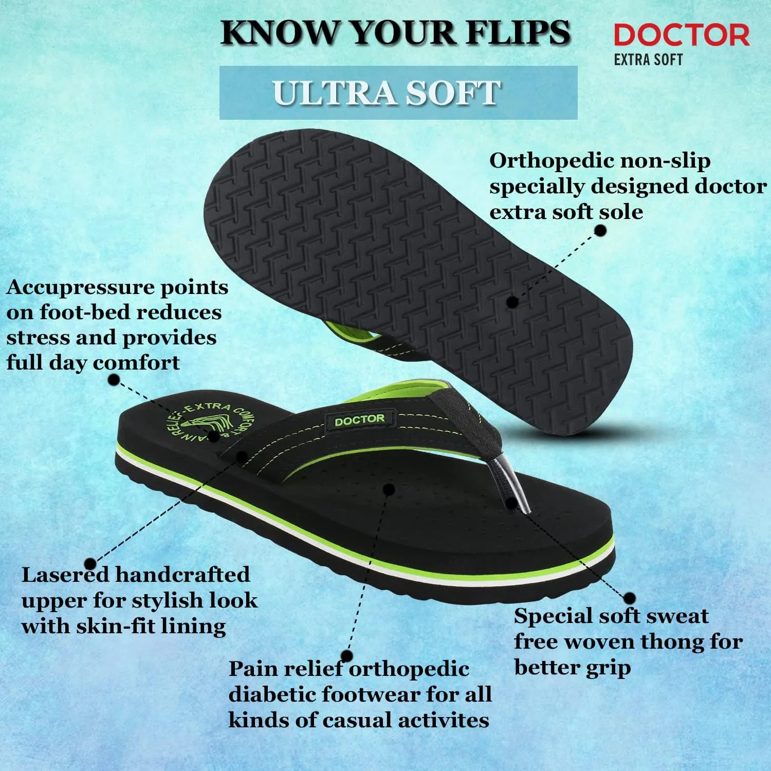 Slipper Care Orthopaedic and Diabetic Comfort Doctor Slipper, Flip-Flop, Cushion, Slides and House Slipper for Men's and boys ULTRA SOFT D-28