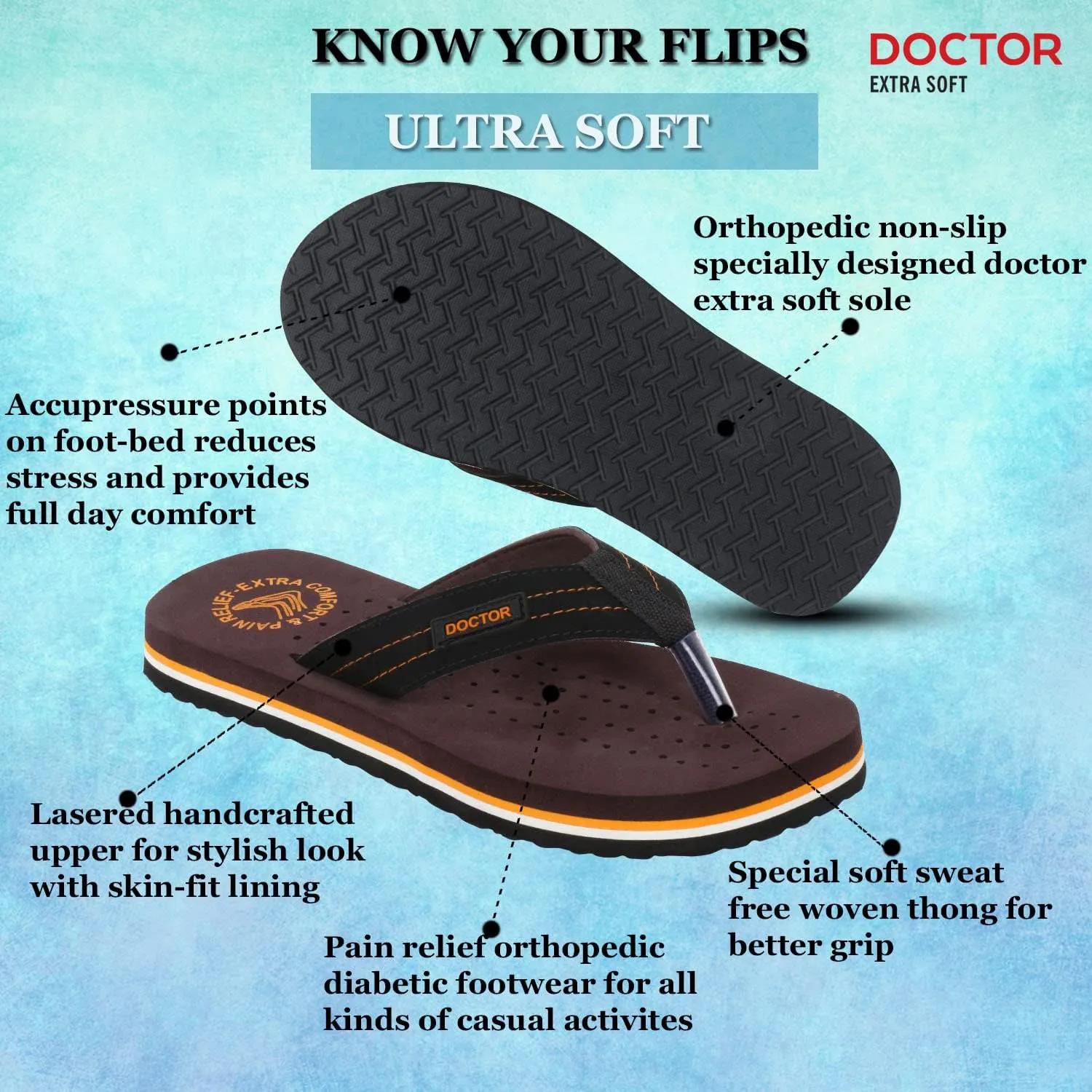 Slipper Care Orthopaedic and Diabetic Comfort Doctor Slipper, Flip-Flop, Cushion, Slides and House Slipper for Men's and boys ULTRA SOFT D-28