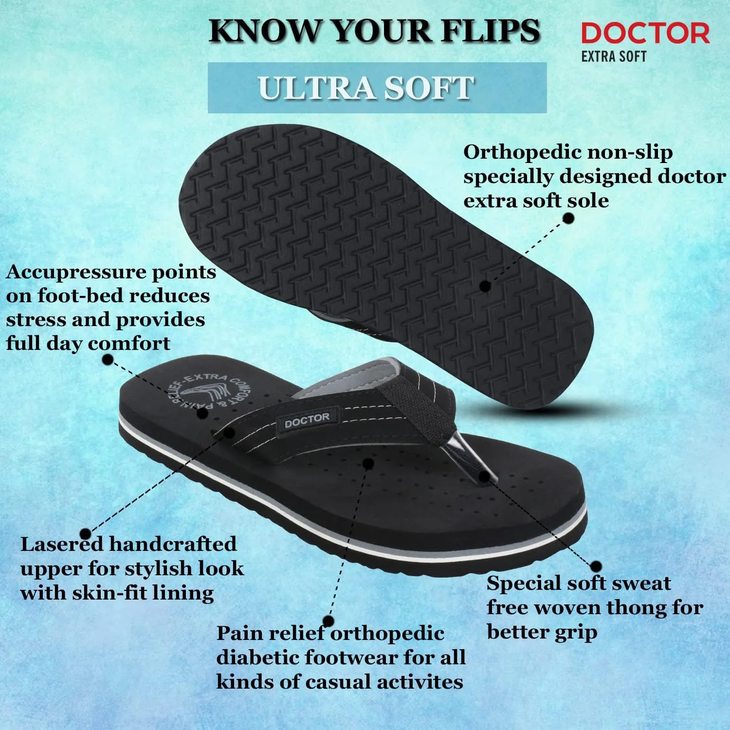Slipper Care Orthopaedic and Diabetic Comfort Doctor Slipper, Flip-Flop, Cushion, Slides and House Slipper for Men's and boys ULTRA SOFT D-28