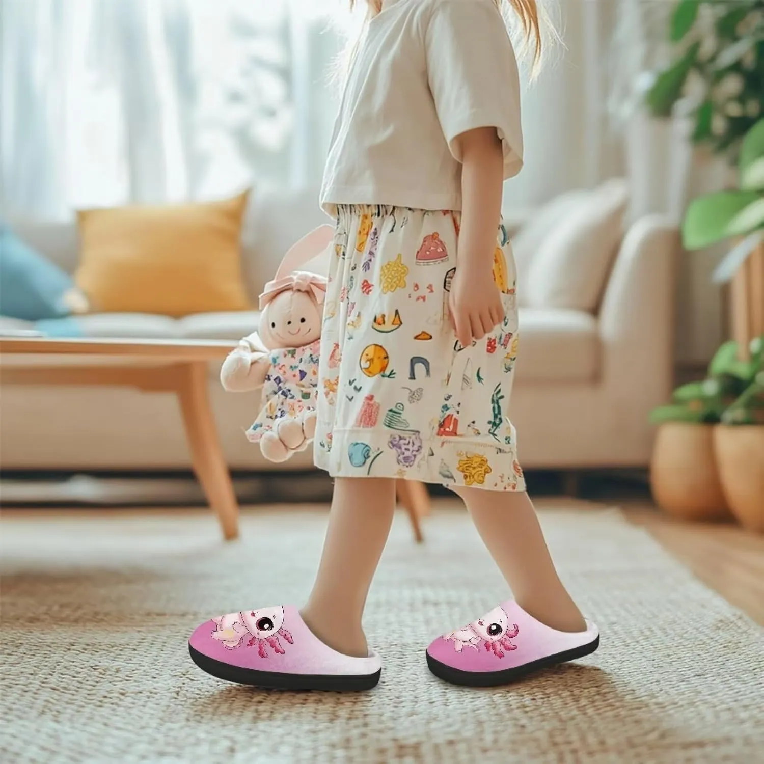 Slippers for Girls Kids Boys Size 9-15 Winter Cotton Slipper Indoor Fuzzy Slippers